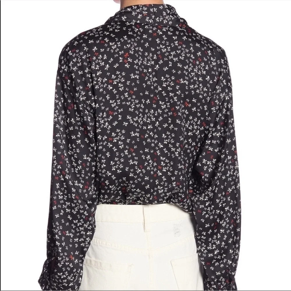 NWT Free people ladylike carbon combo floral black white long sleeve bodysuit M